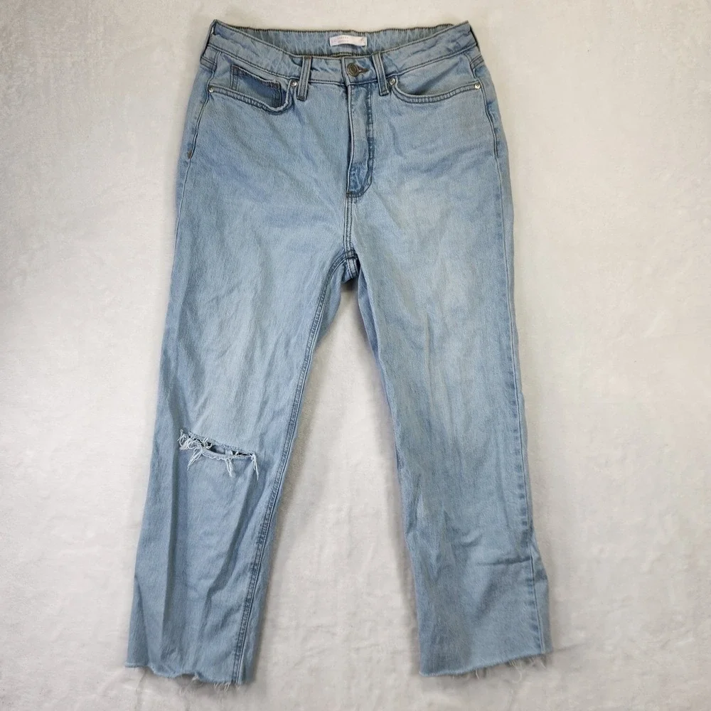 Lauren Conrad Womens Crop Jeans Light Wash Distressed Size 6‎
